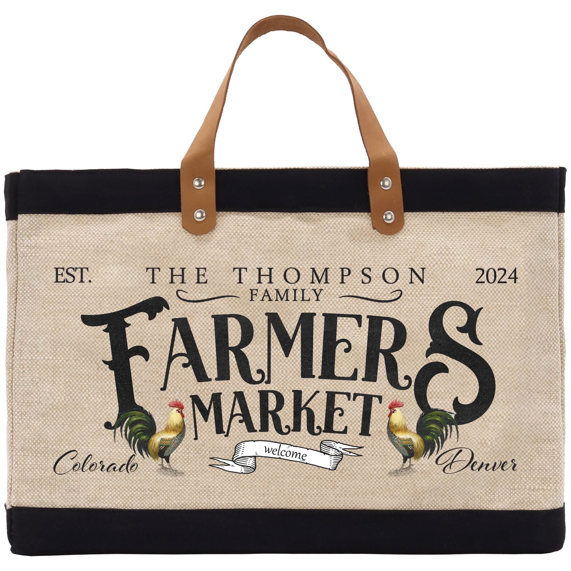 a tote bag with the words farmer&#39;s market on it