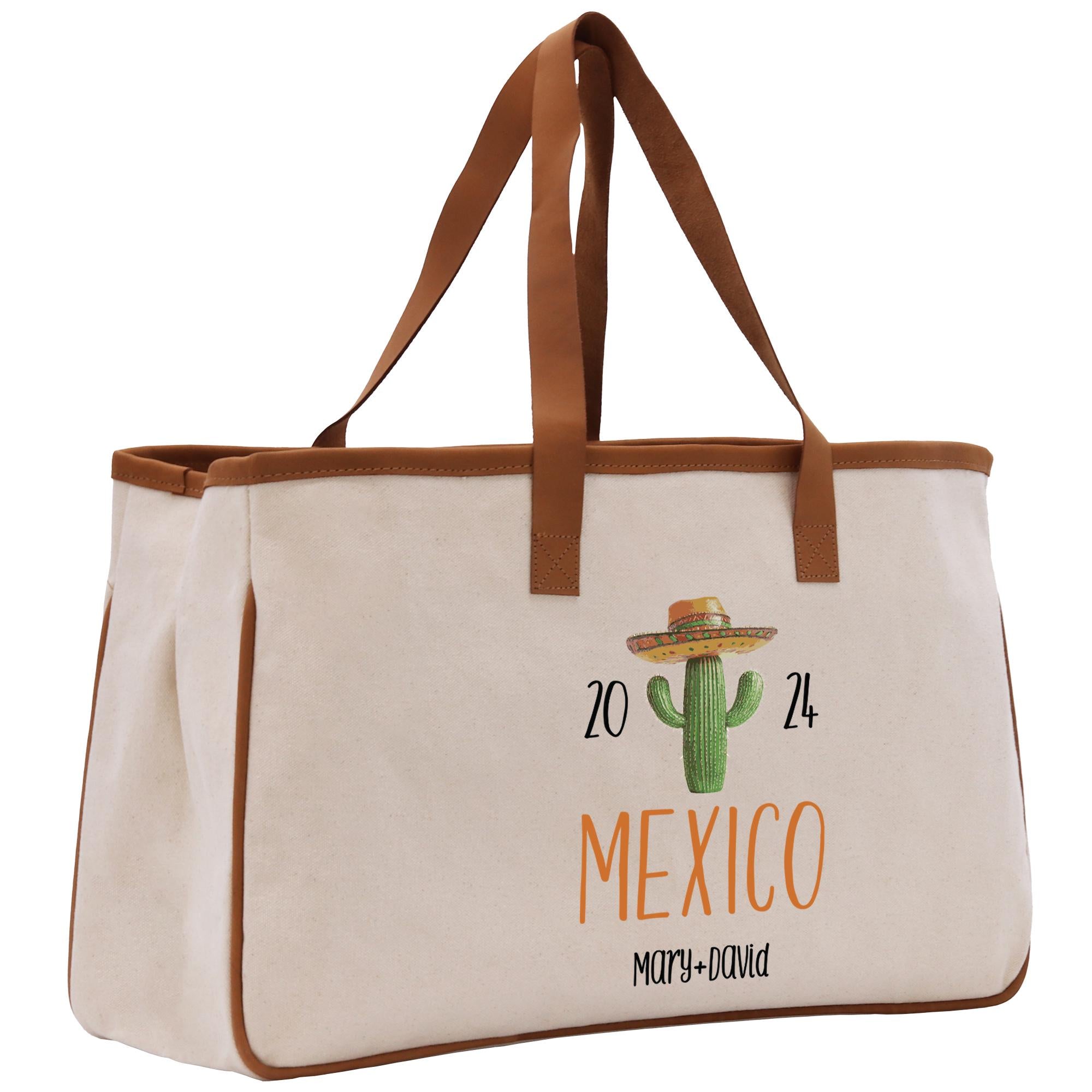 a white bag with a cactus on it