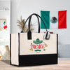 a mexican themed shopping bag sitting on a table