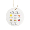 a white ceramic ornament with a teacher's appreciation message