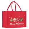 a red shopping bag with a merry christmas message