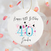 a white birthday ornament with a pink and black forty forty forty forty forty