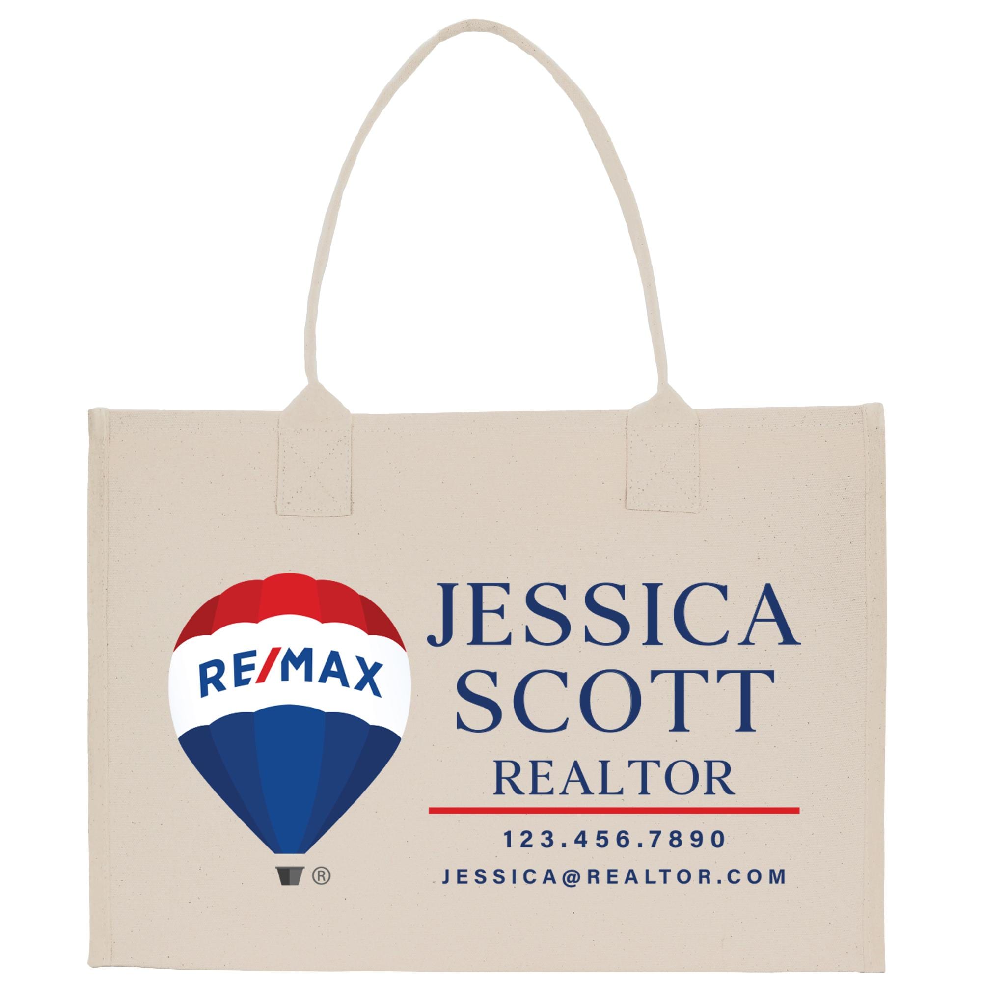 a re / max bag with a hot air balloon on it