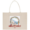 a tote bag with a picture of amalfi coast