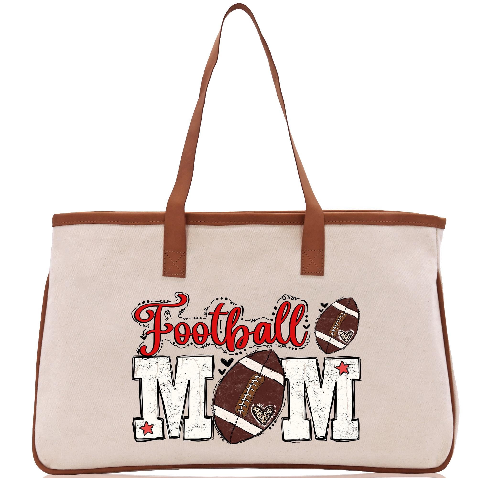 a football mom bag with a football on it