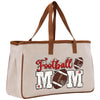 a football mom tote bag with a football on it