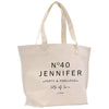 a tote bag with the name of the company