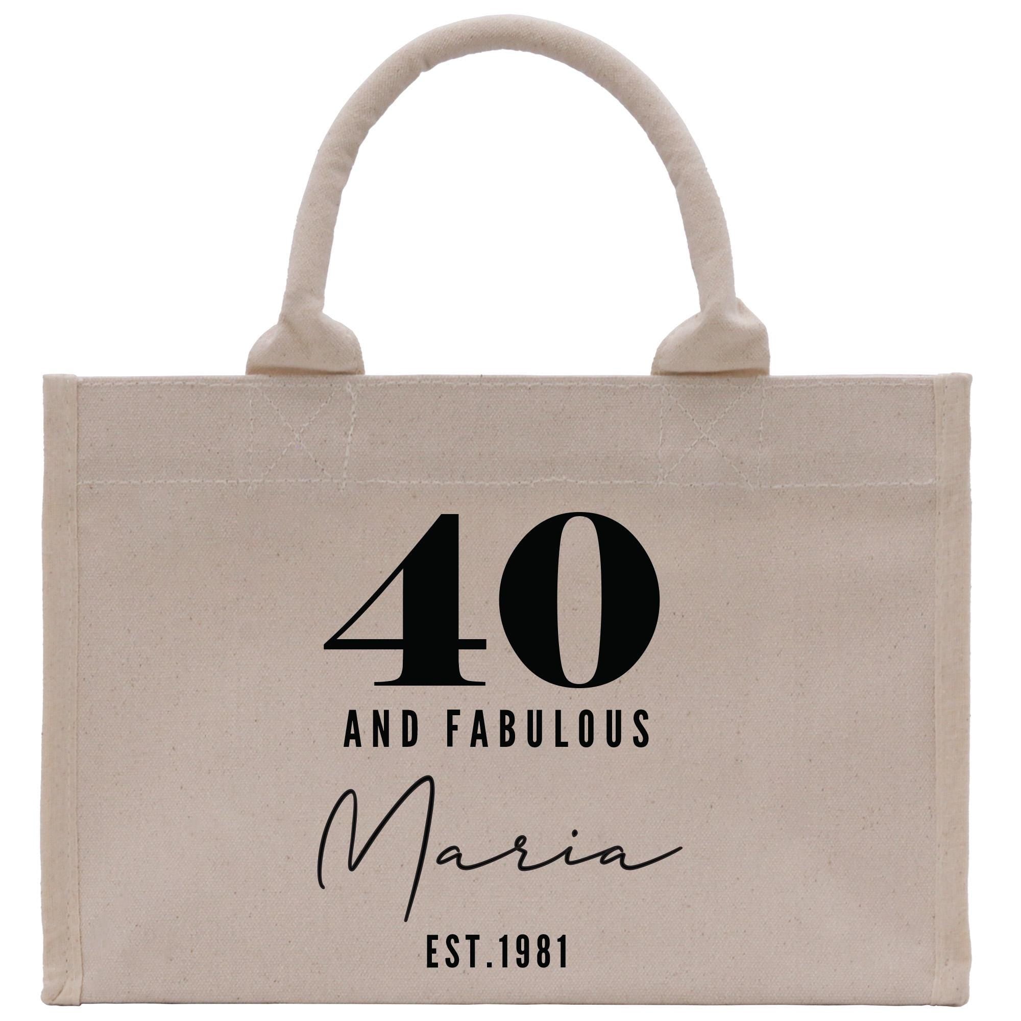 a white shopping bag with the number forty and fabulous marina est 1911 printed on it