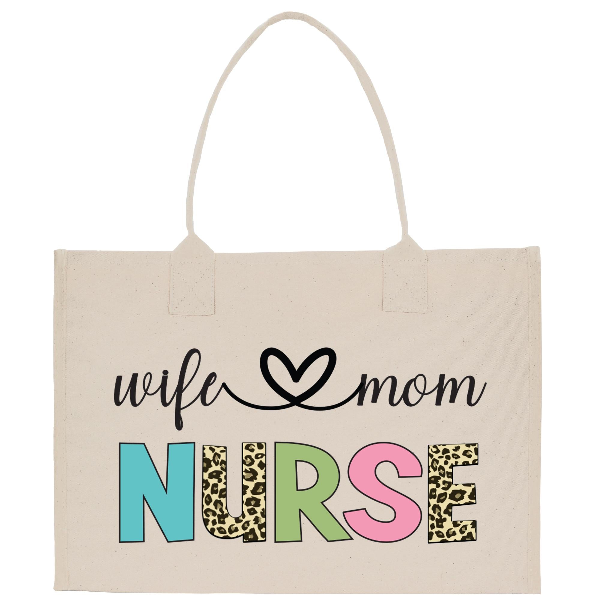 a tote bag that says wife mom nurse