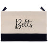 a canvas bag with the word belts on it