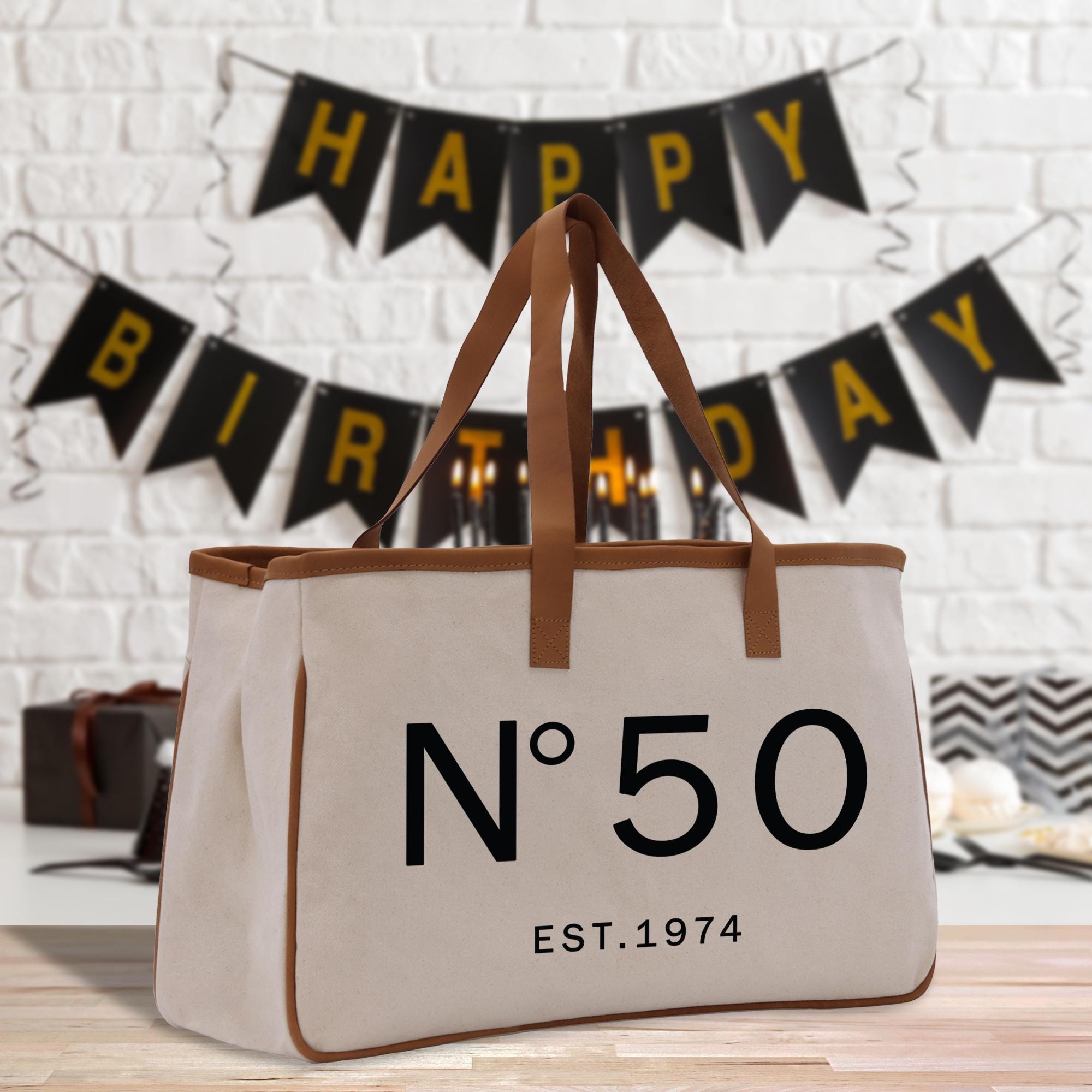 a canvas bag with a happy birthday sign on it