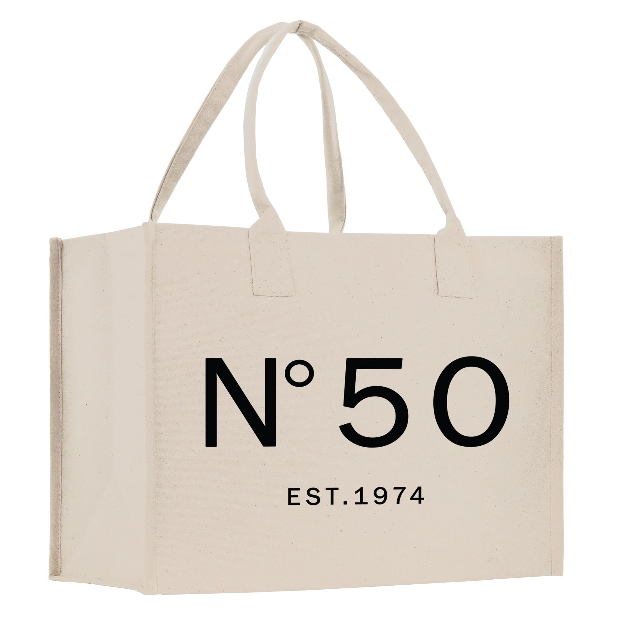 a white shopping bag with the number 50 printed on it