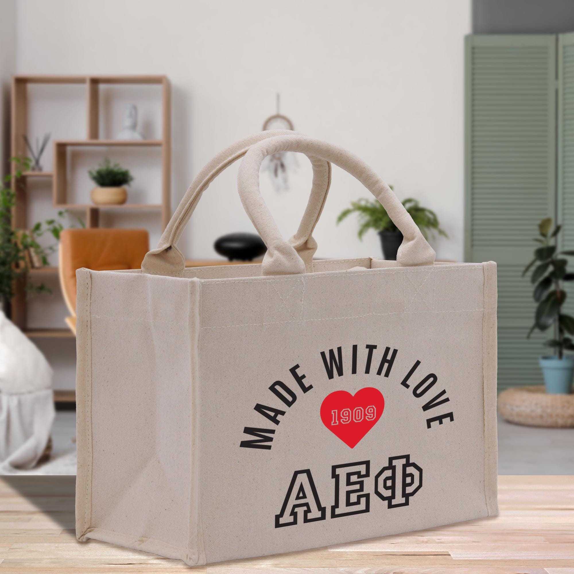 a bag that says made with love on it