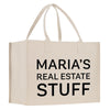 a white shopping bag with the words marina's real estate stuff on it