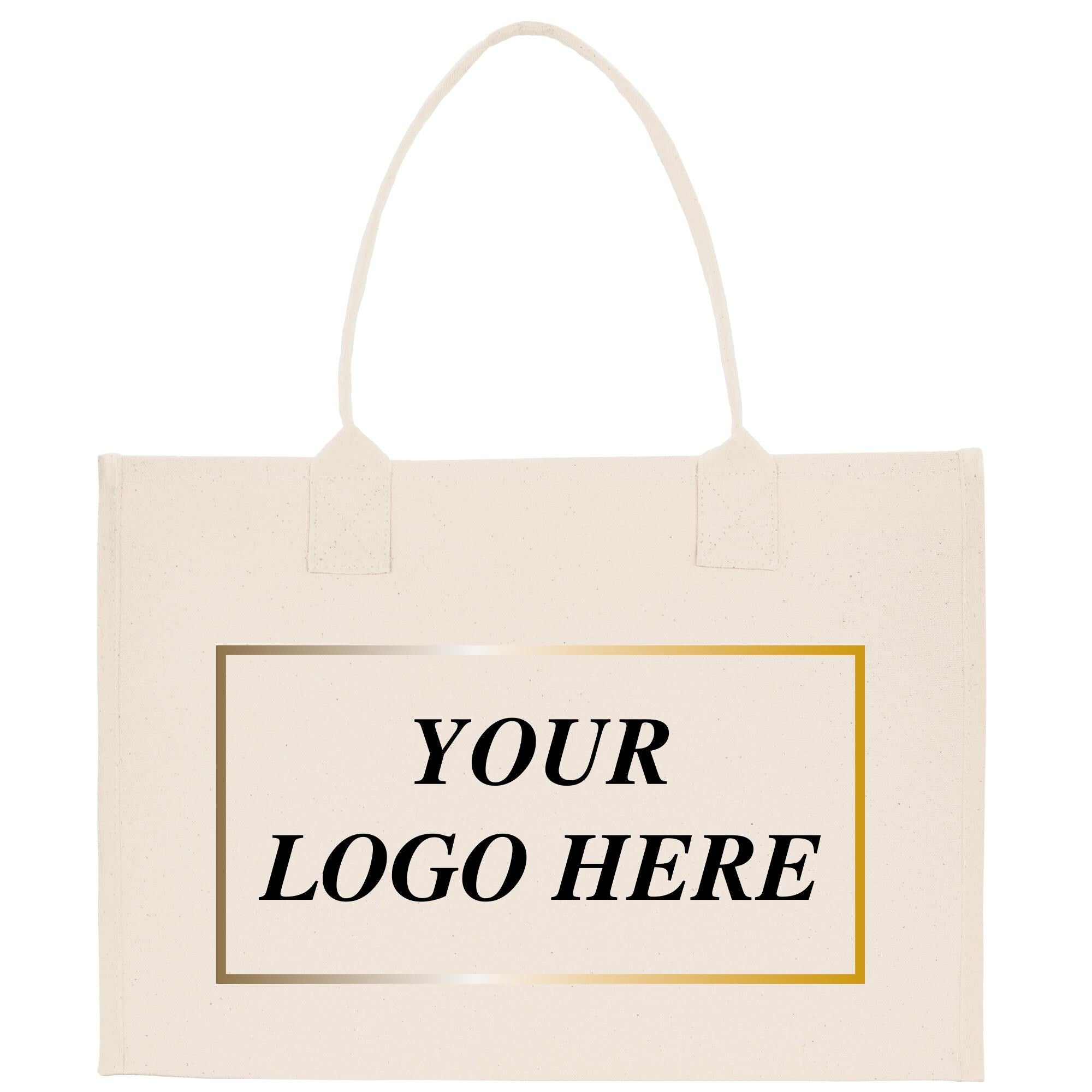 a white shopping bag with a gold frame