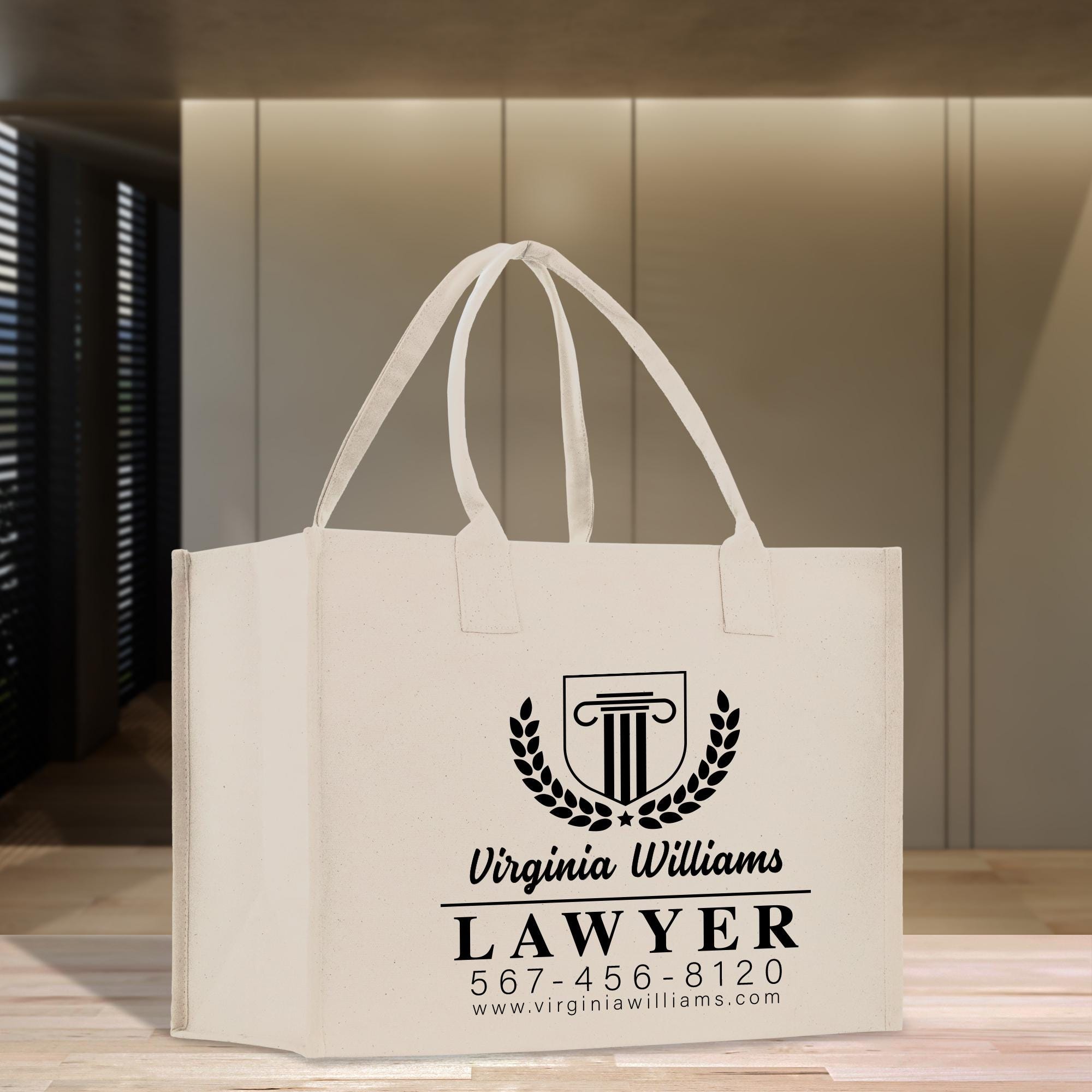 a white bag sitting on top of a wooden table