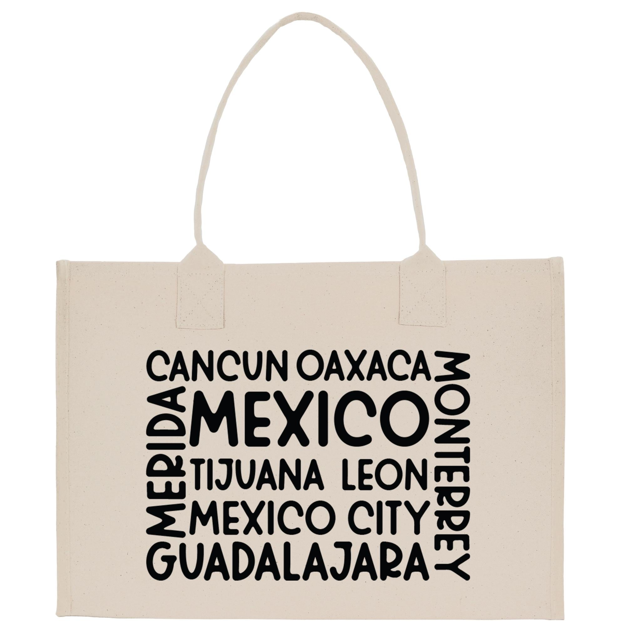 a white bag with black words on it