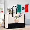 a black and white bag with a cactus on it