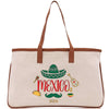 a canvas tote bag with the word mexico printed on it