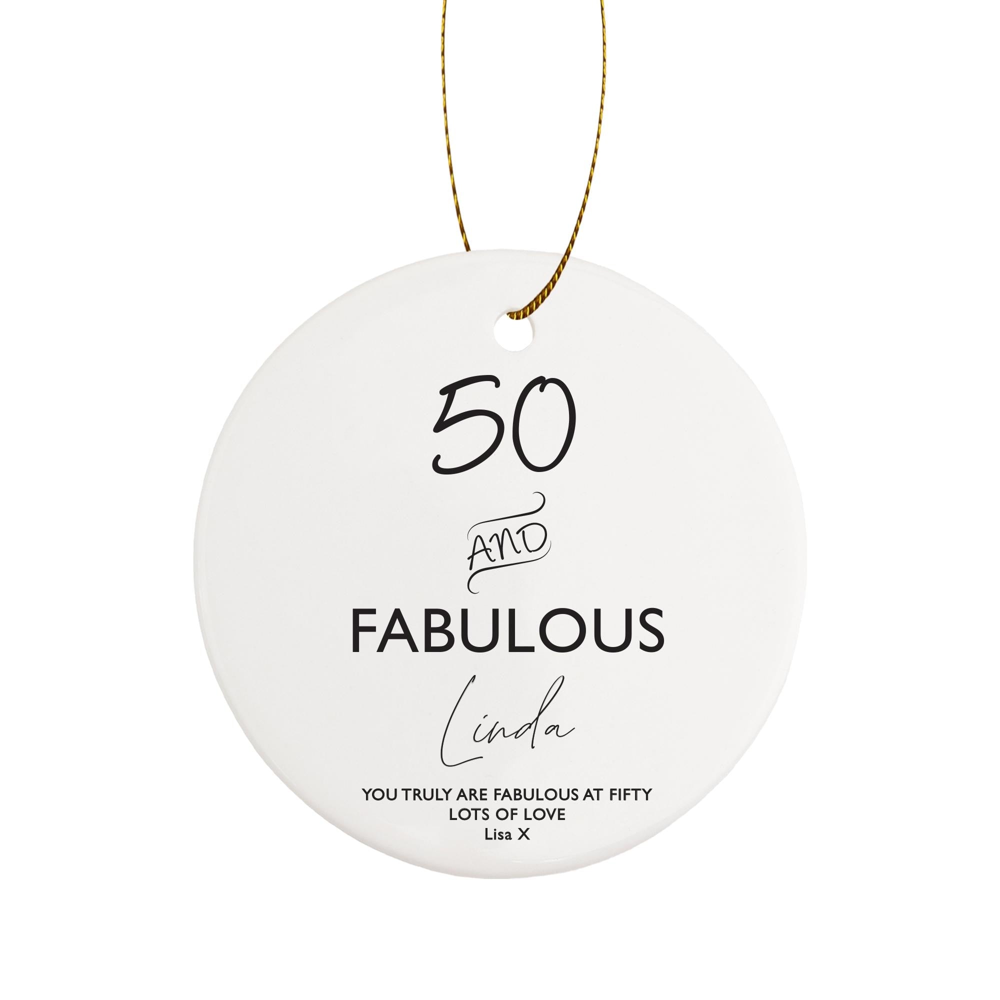 a white ornament with the words fabulous written on it