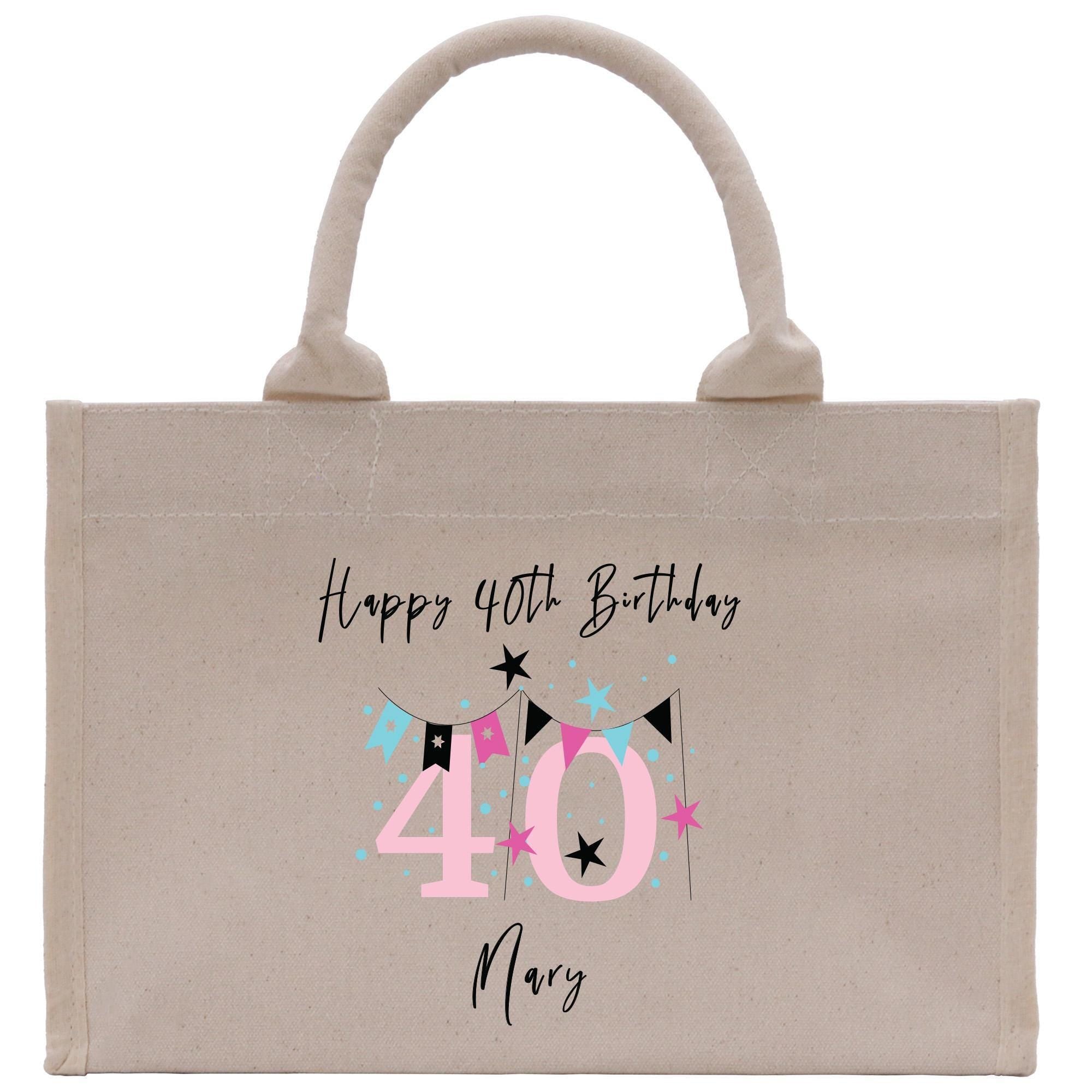 a birthday bag with a happy forty birthday message