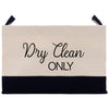 a black and white bag that says dry clean only