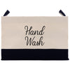 a black and white bag with a hand wash written on it