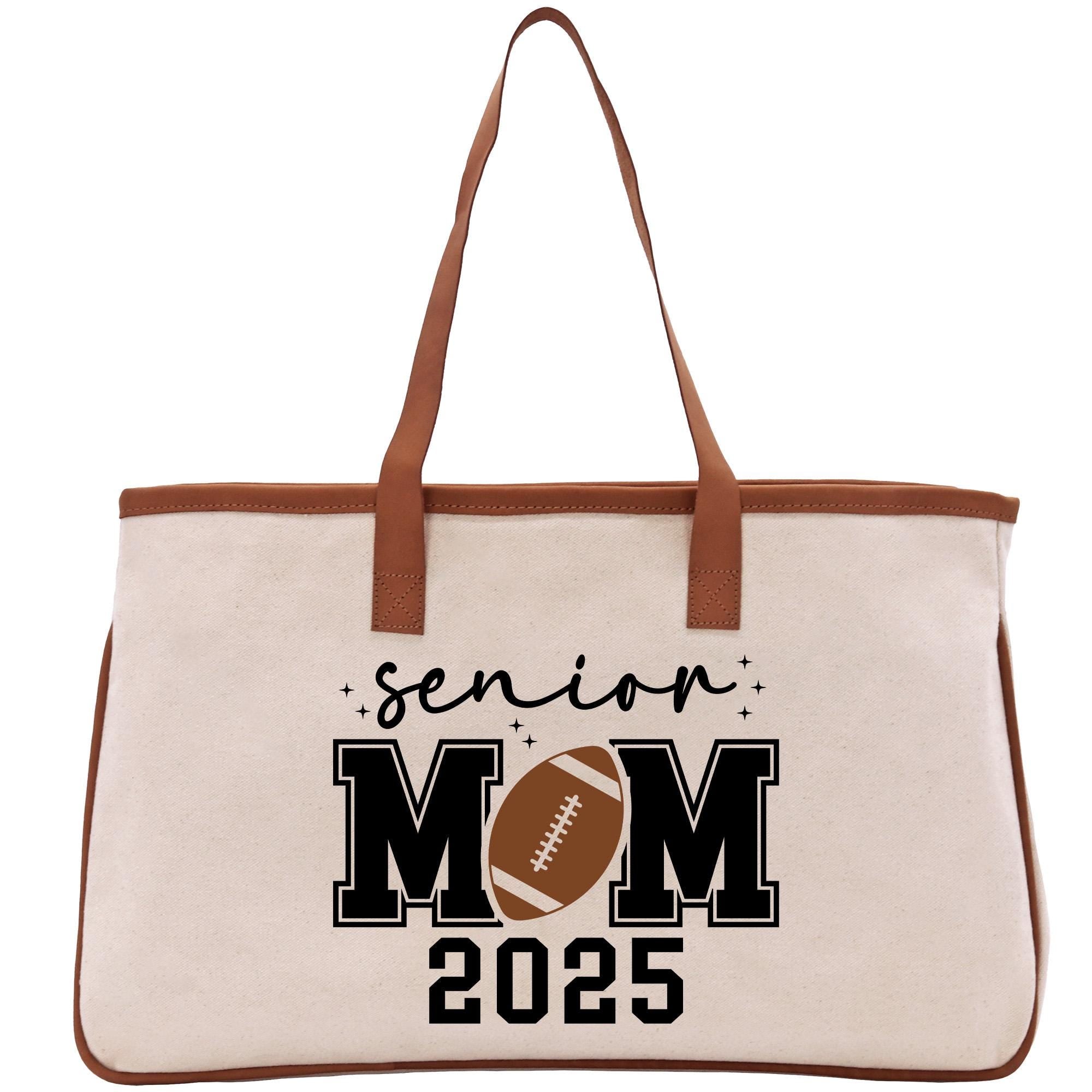 a canvas tote bag with a football on it