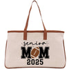 a canvas tote bag with a football on it