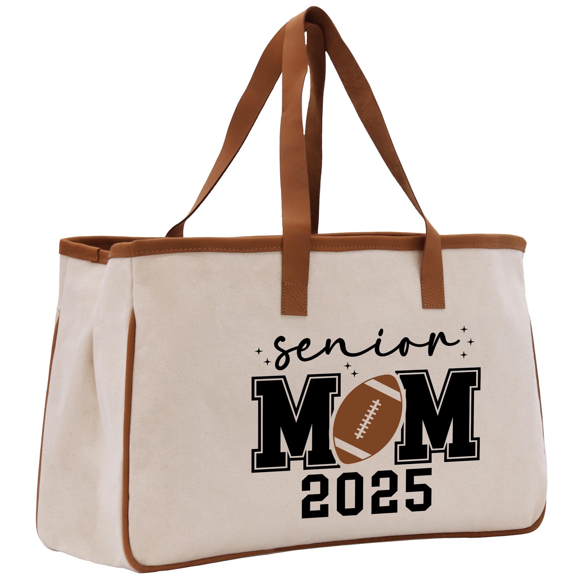 a canvas tote bag with a football on it