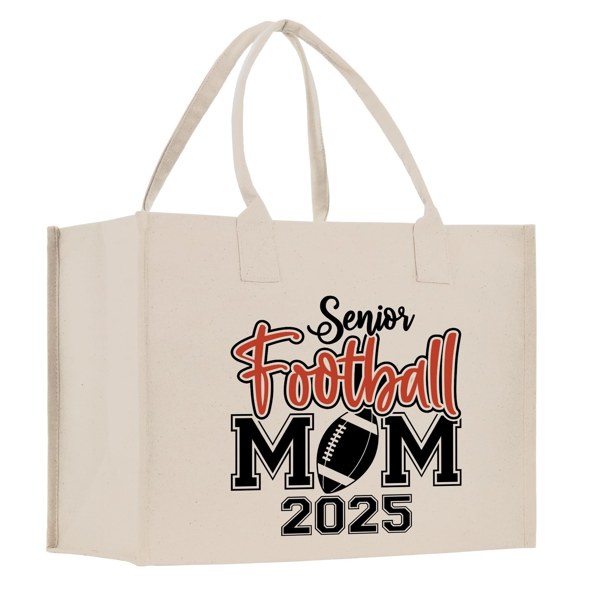 a white shopping bag with a football mom on it