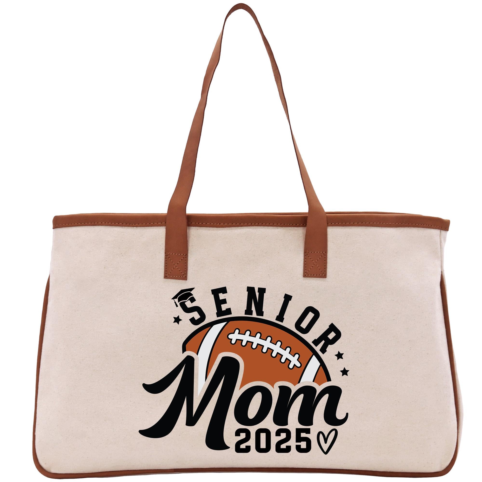 a canvas tote bag with a football design