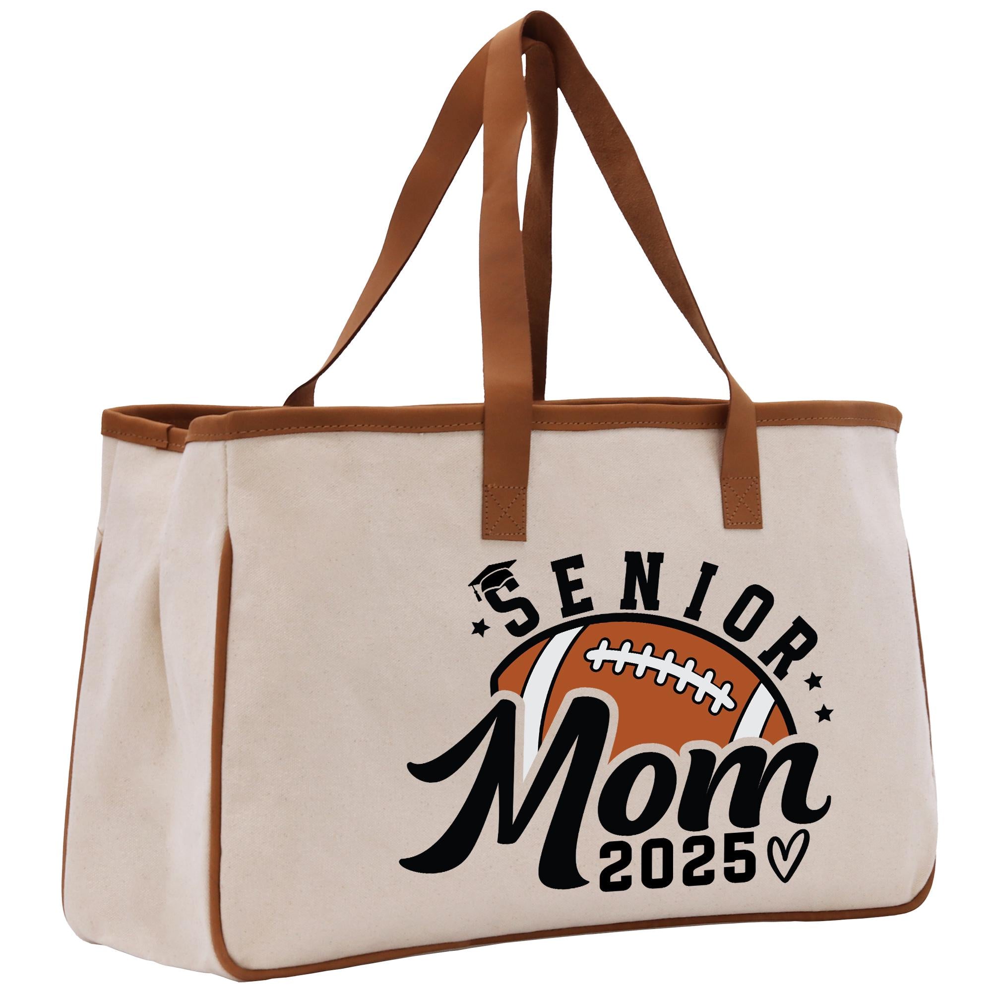 a canvas tote bag with a football on it