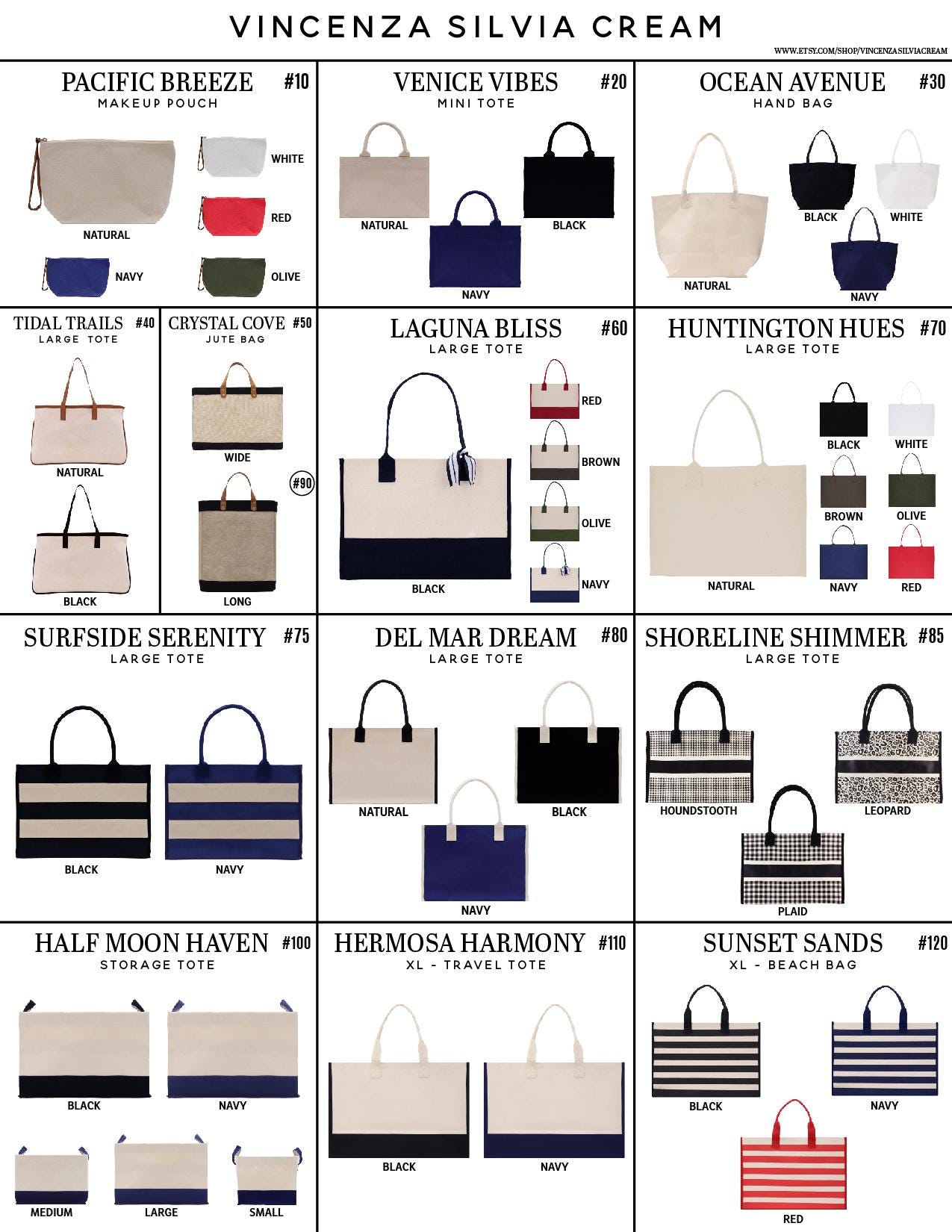 a large poster of different types of handbags