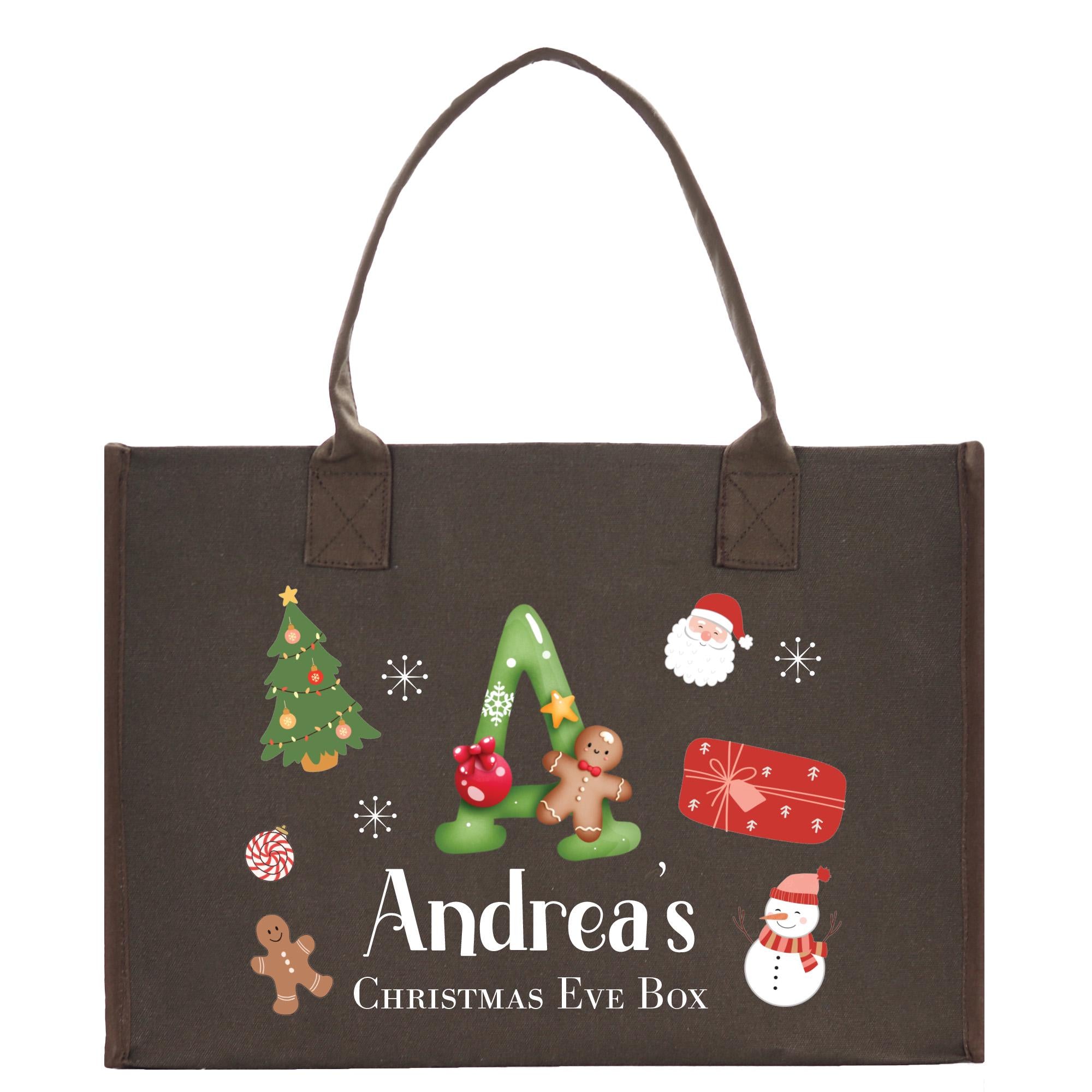 a christmas eve bag with a teddy bear and a christmas tree