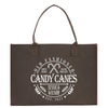 a brown bag with the words candy canes on it