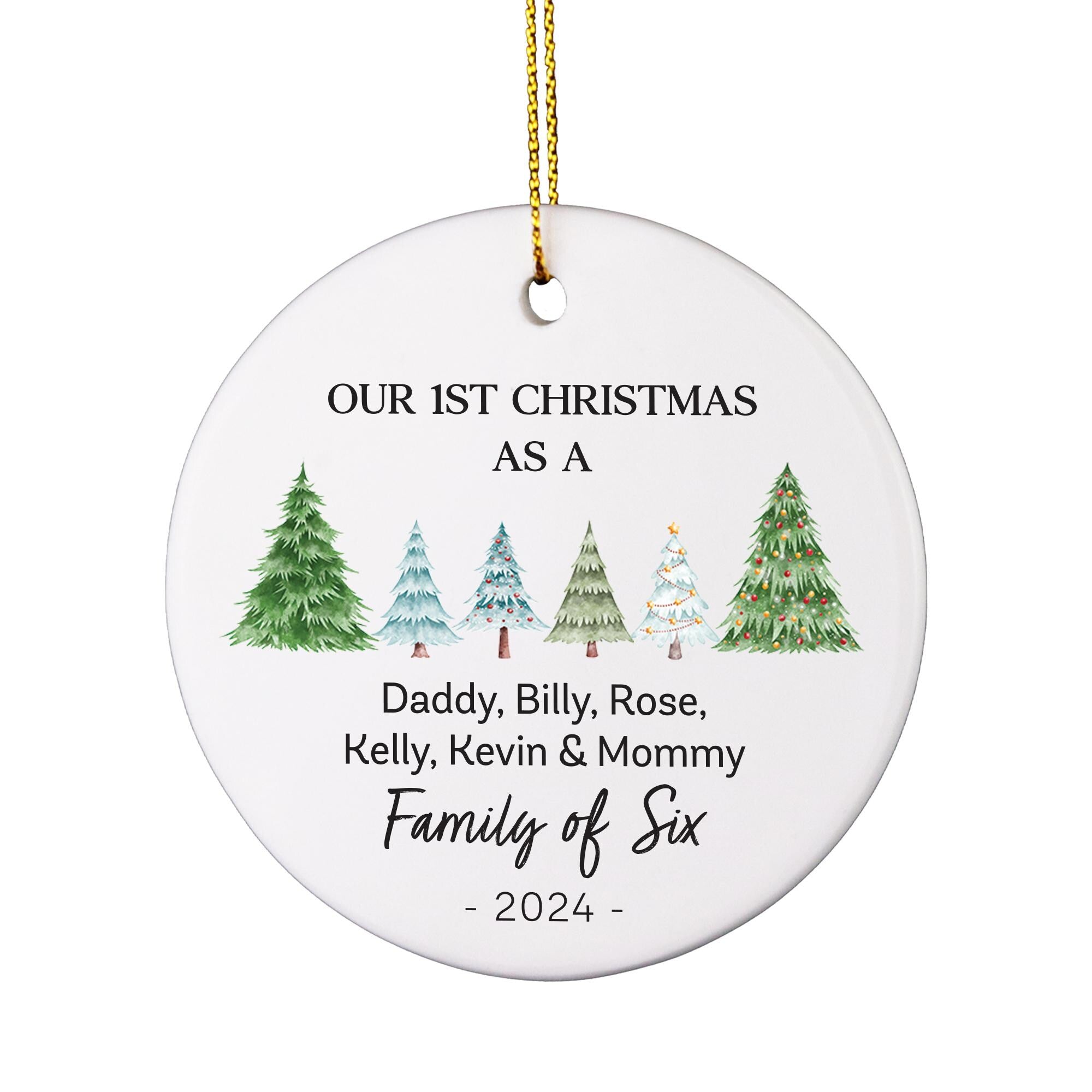 a personalized christmas ornament for a family of six