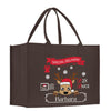 a brown shopping bag with a reindeer on it