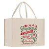 a white shopping bag with a christmas message on it