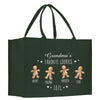 a green shopping bag with three gingers on it