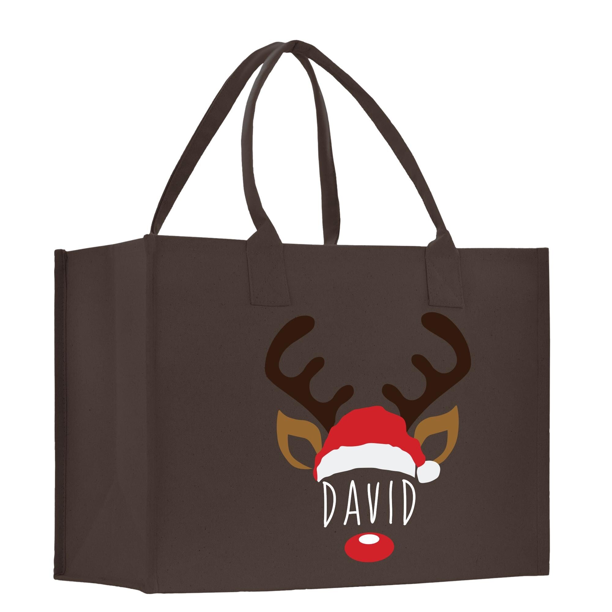 a brown shopping bag with a reindeer&#39;s face on it