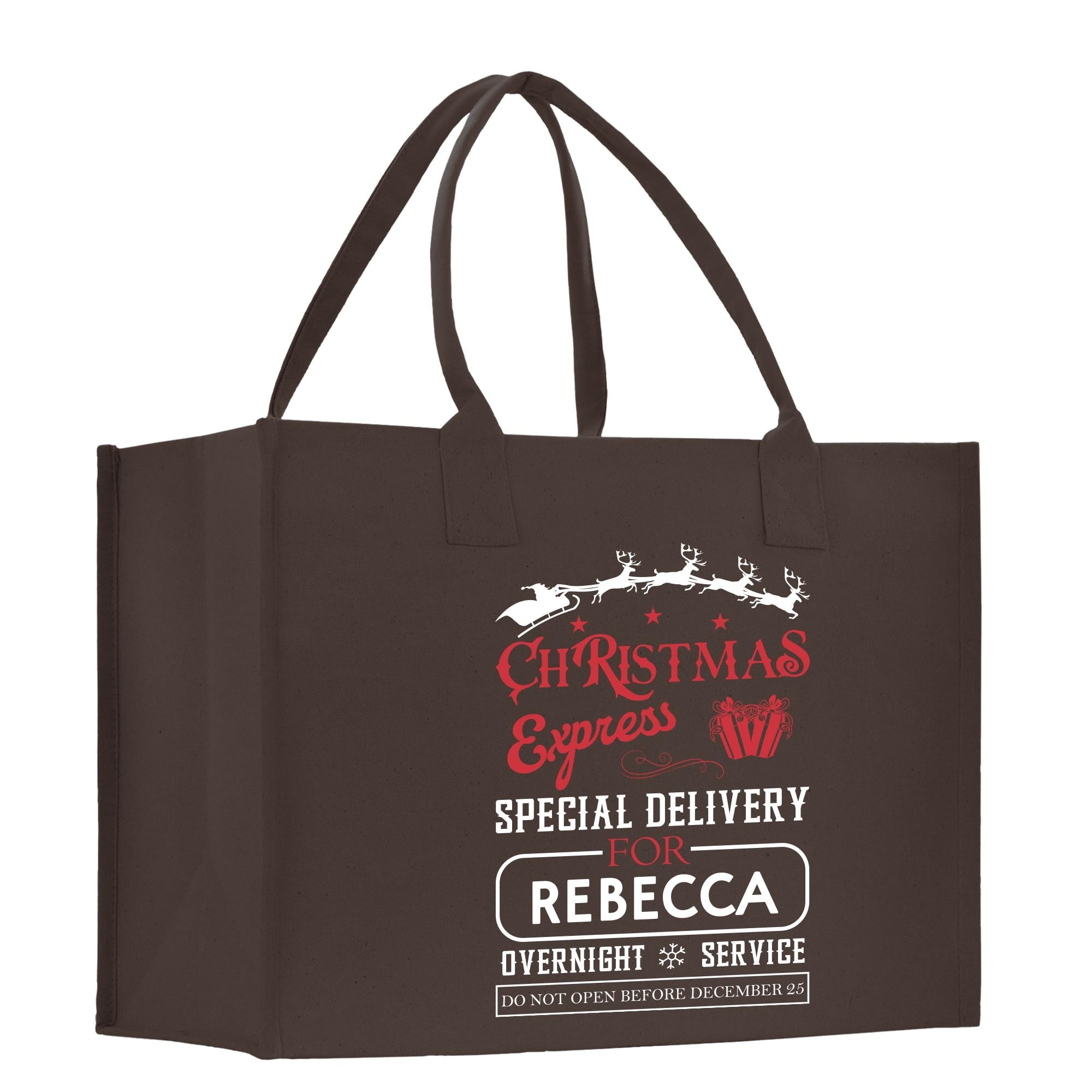 a brown shopping bag with a christmas message on it