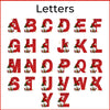 the letters of the alphabet are decorated with santa's hats