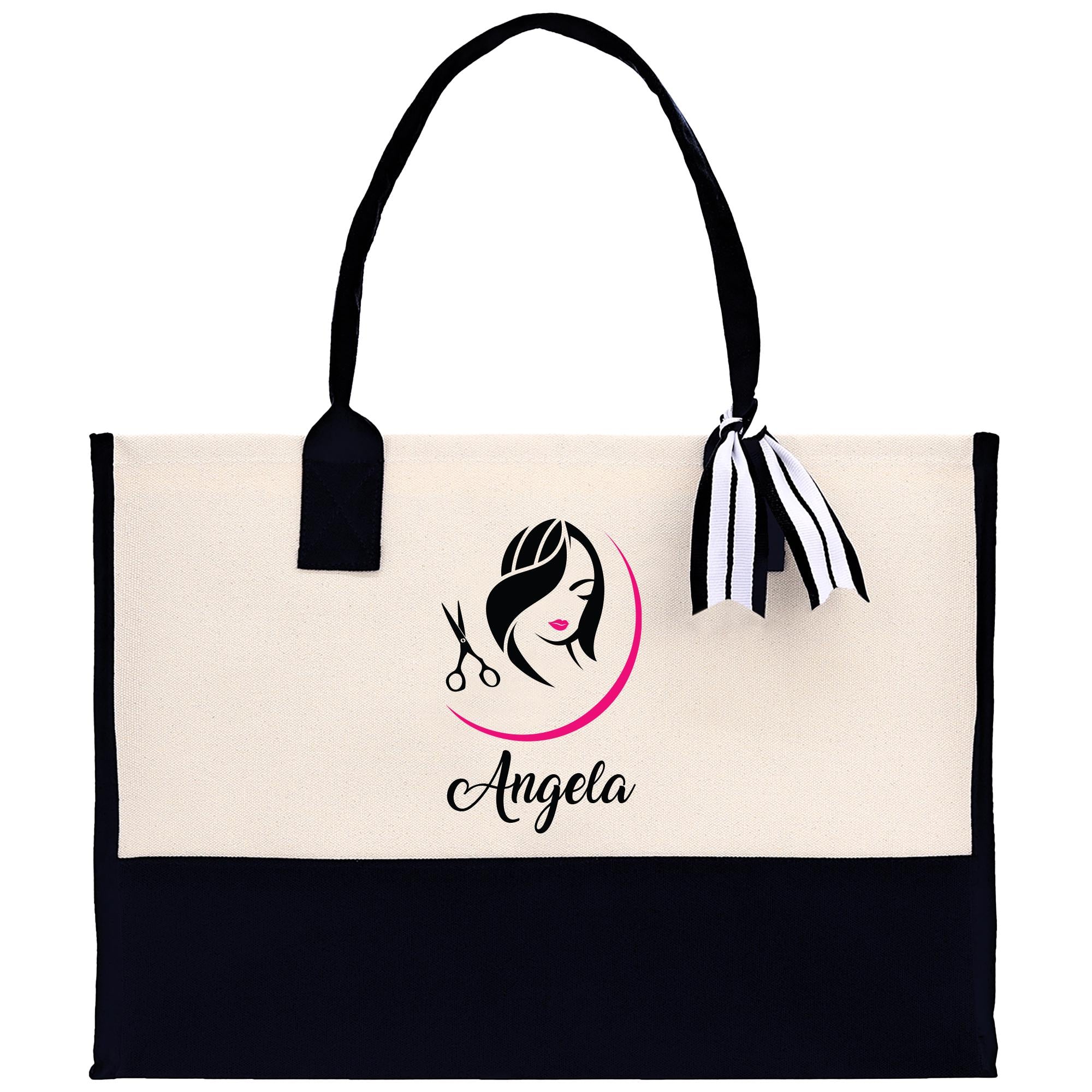 a black and white bag with a woman&#39;s face on it