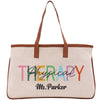 a canvas bag with the words therapy on it