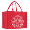 a red shopping bag with the words candy canes inside