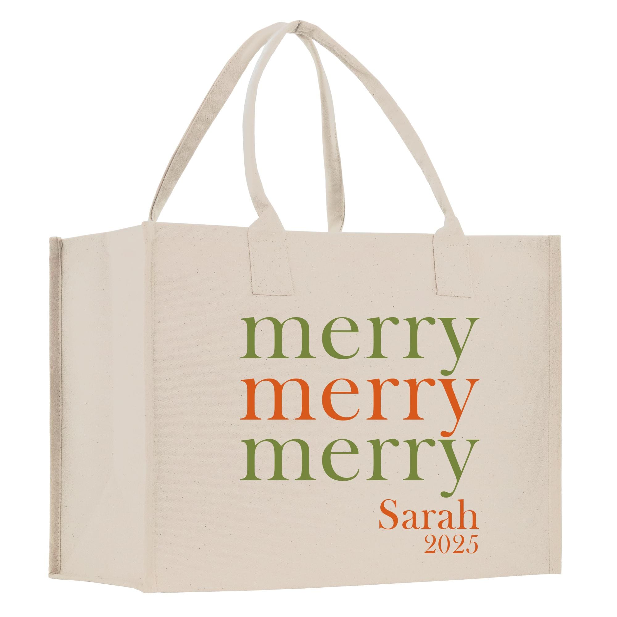 a white bag with a merry merry message on it