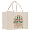 a white bag with a christmas message on it