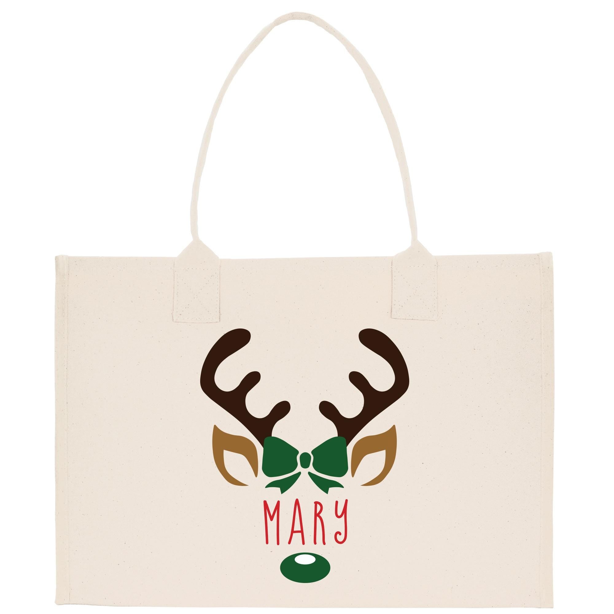 a white shopping bag with a reindeer&#39;s head on it