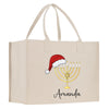 a white shopping bag with a hanukkah menorah on it